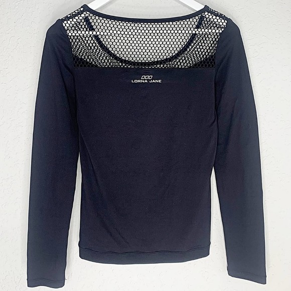 Lorna Jane Perforated Mesh-Yoke Long Sleeve Tee in Black - Picture 3 of 5